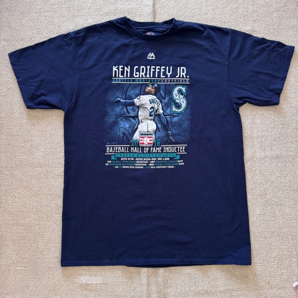 Ken Griffey Jr 2016 Hall of Fame Mariners Majestic Tee LG